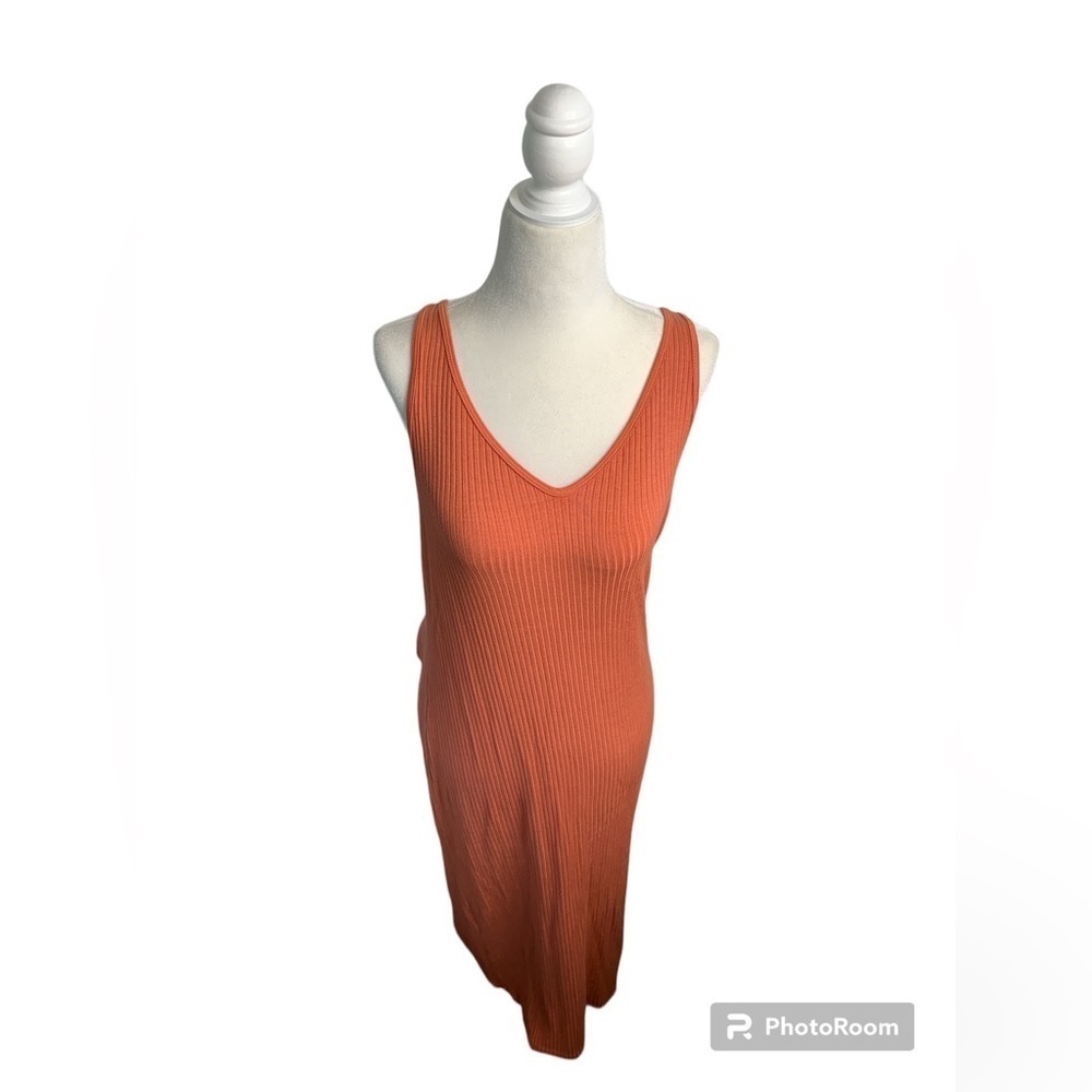 Enza Costa Ribbed Knit Sleeveless Midi Dress Sz L